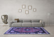 Machine Washable Persian Blue Traditional Rug in a Living Room, wshtr648blu