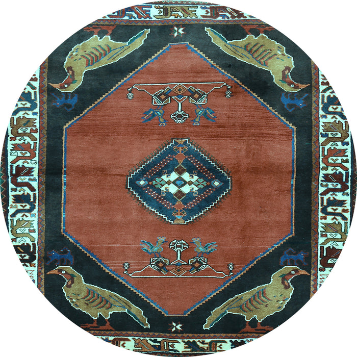 Round Persian Light Blue Traditional Rug, tr648lblu