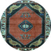 Round Persian Light Blue Traditional Rug, tr648lblu