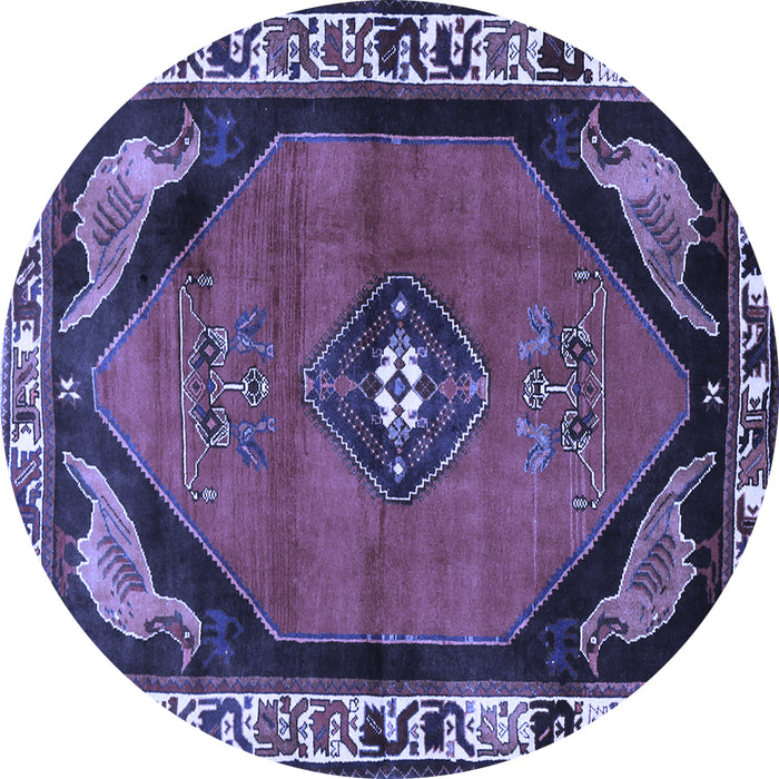 Round Persian Blue Traditional Rug, tr648blu
