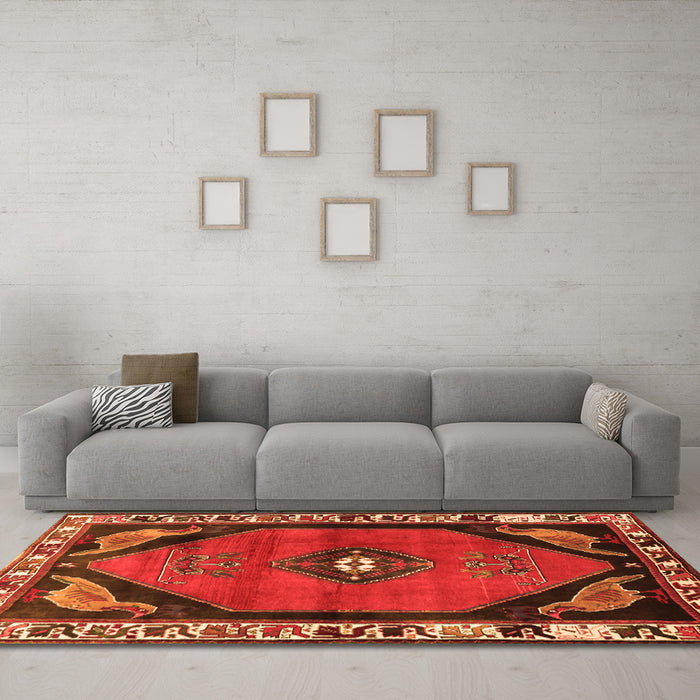 Machine Washable Persian Orange Traditional Area Rugs in a Living Room, wshtr648org