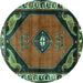 Round Persian Turquoise Traditional Rug, tr648turq