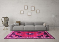 Machine Washable Persian Pink Traditional Rug, wshtr648pnk