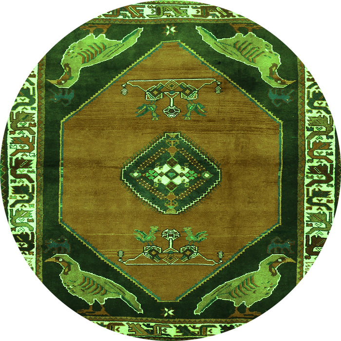 Square Persian Green Traditional Rug, tr648grn