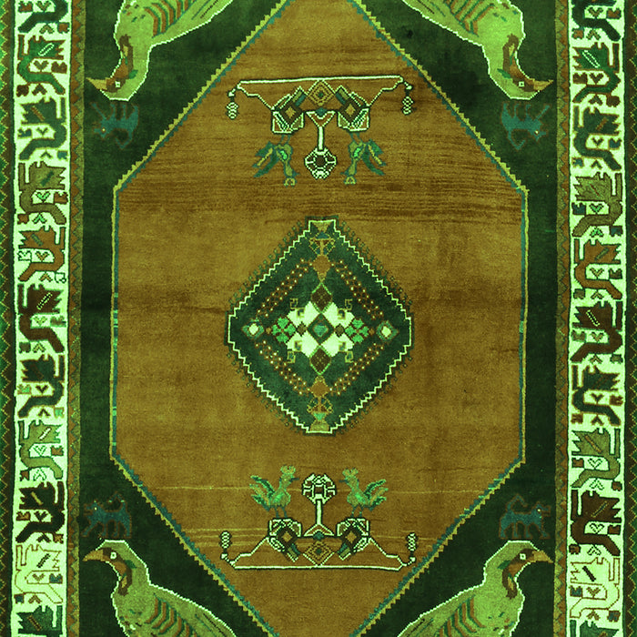 Serging Thickness of Machine Washable Persian Green Traditional Area Rugs, wshtr648grn