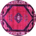 Round Machine Washable Persian Pink Traditional Rug, wshtr648pnk