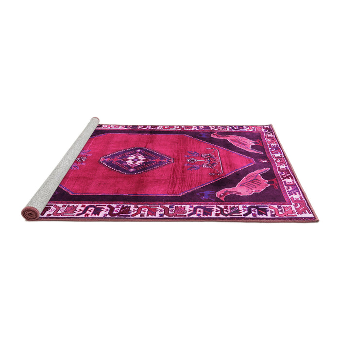 Sideview of Machine Washable Persian Pink Traditional Rug, wshtr648pnk