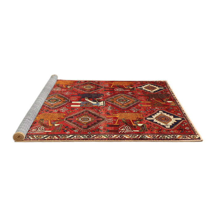 Sideview of Machine Washable Traditional Bronze Brown Rug, wshtr649
