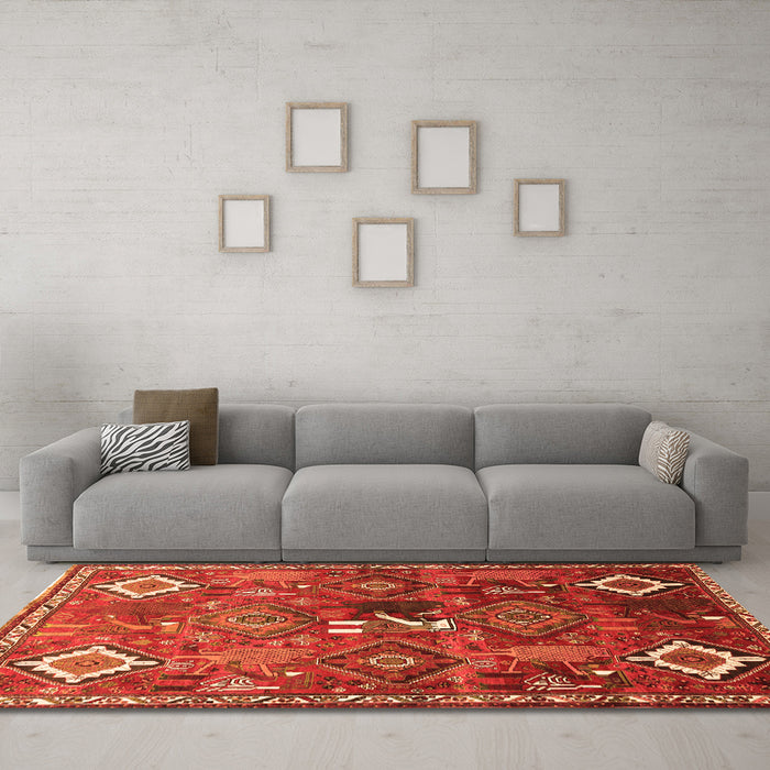 Machine Washable Persian Orange Traditional Area Rugs in a Living Room, wshtr649org