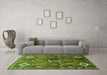 Machine Washable Persian Green Traditional Area Rugs in a Living Room,, wshtr649grn