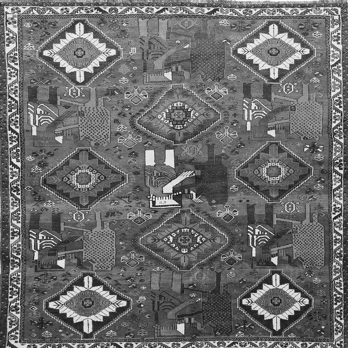 Round Machine Washable Persian Gray Traditional Rug, wshtr649gry