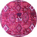 Round Persian Pink Traditional Rug, tr649pnk