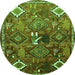Square Persian Green Traditional Rug, tr649grn
