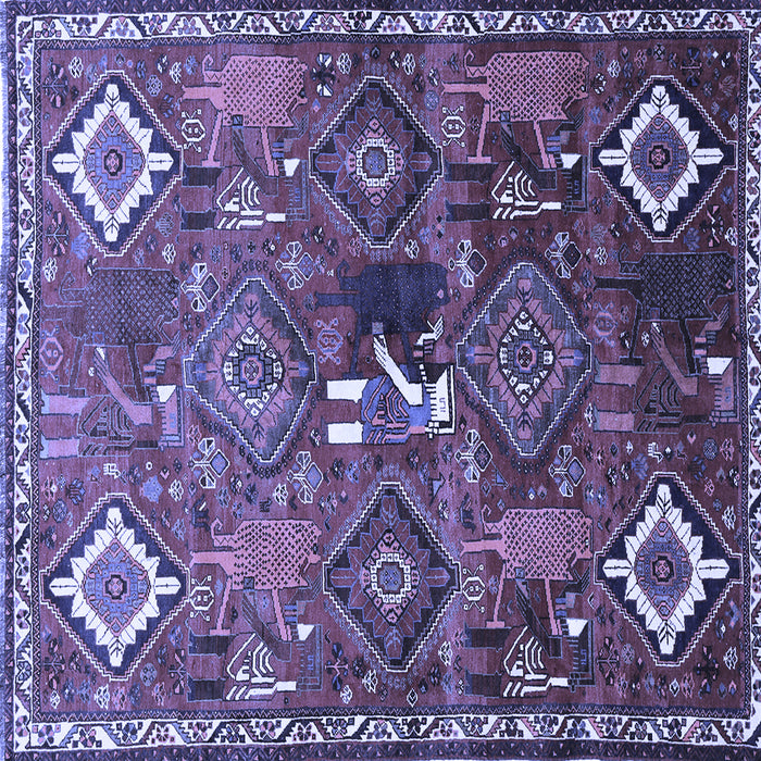 Square Machine Washable Persian Blue Traditional Rug, wshtr649blu