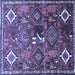 Square Machine Washable Persian Blue Traditional Rug, wshtr649blu