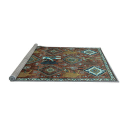 Sideview of Machine Washable Persian Light Blue Traditional Rug, wshtr649lblu