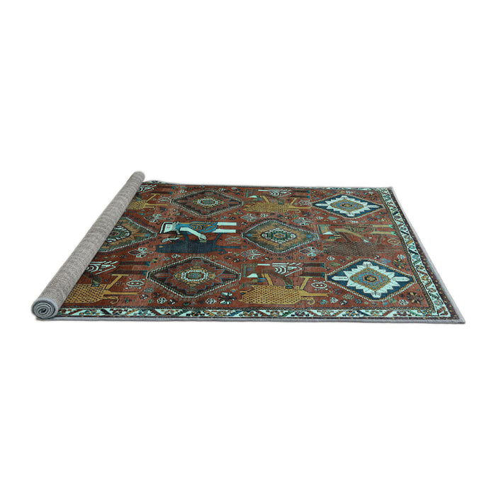 Sideview of Machine Washable Persian Light Blue Traditional Rug, wshtr649lblu