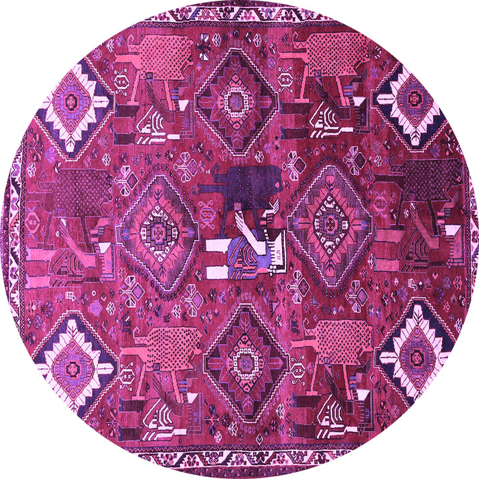 Round Persian Purple Traditional Rug, tr649pur