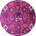 Round Persian Purple Traditional Rug, tr649pur