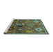 Sideview of Machine Washable Persian Turquoise Traditional Area Rugs, wshtr649turq