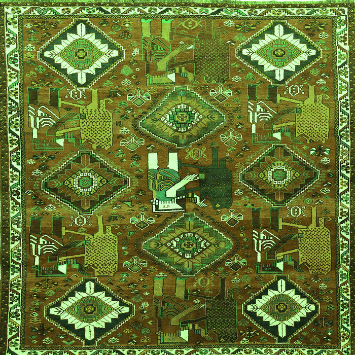 Round Machine Washable Persian Green Traditional Area Rugs, wshtr649grn