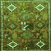 Round Machine Washable Persian Green Traditional Area Rugs, wshtr649grn