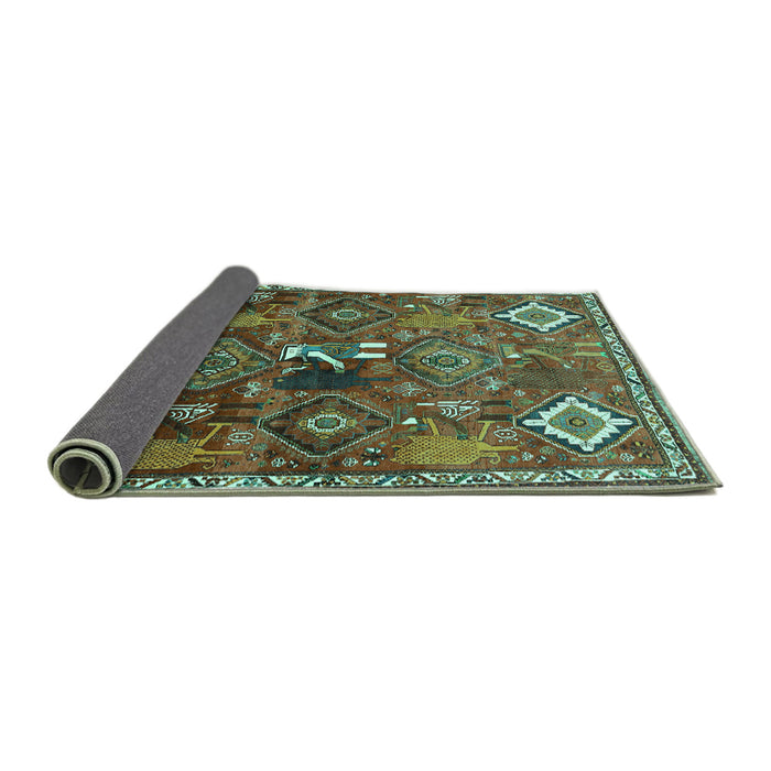 Sideview of Persian Turquoise Traditional Rug, tr649turq
