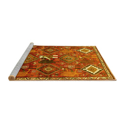Sideview of Machine Washable Persian Yellow Traditional Rug, wshtr649yw