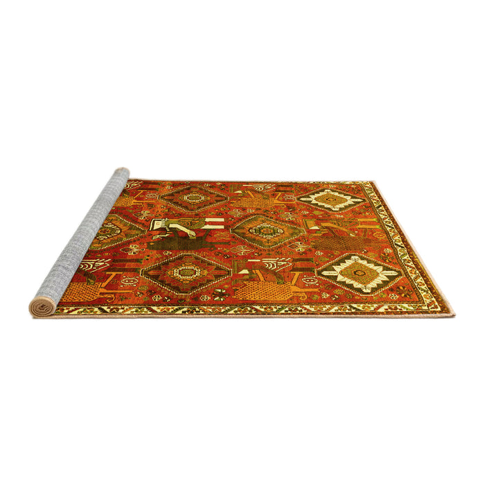 Sideview of Machine Washable Persian Yellow Traditional Rug, wshtr649yw