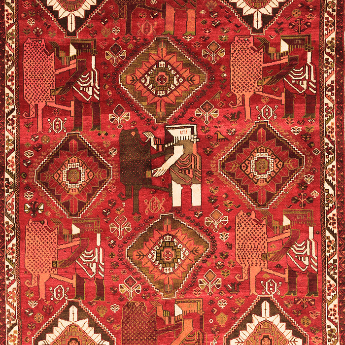 Serging Thickness of Machine Washable Persian Orange Traditional Area Rugs, wshtr649org