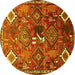 Round Persian Yellow Traditional Rug, tr649yw
