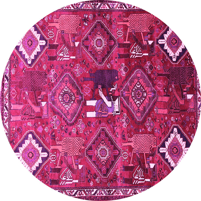 Round Machine Washable Persian Pink Traditional Rug, wshtr649pnk