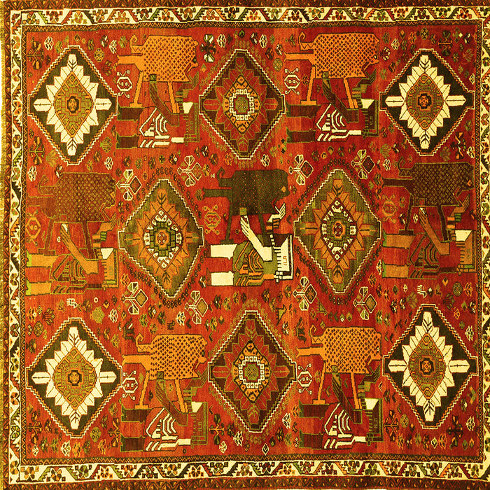 Square Persian Yellow Traditional Rug, tr649yw