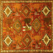 Square Persian Yellow Traditional Rug, tr649yw