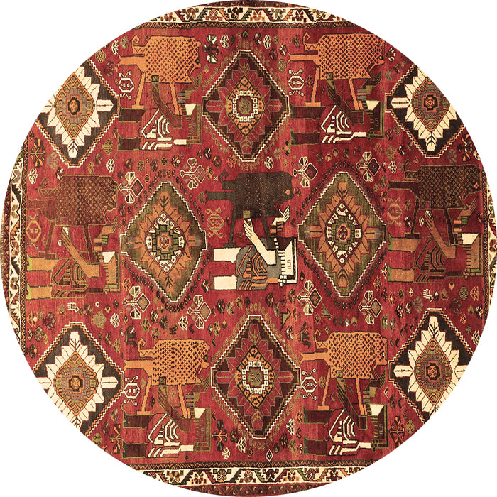 Round Persian Brown Traditional Rug, tr649brn