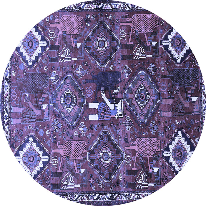 Round Persian Blue Traditional Rug, tr649blu