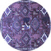 Round Persian Blue Traditional Rug, tr649blu