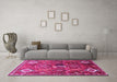 Machine Washable Persian Pink Traditional Rug in a Living Room, wshtr649pnk