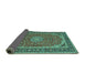 Sideview of Medallion Turquoise Traditional Rug, tr64turq