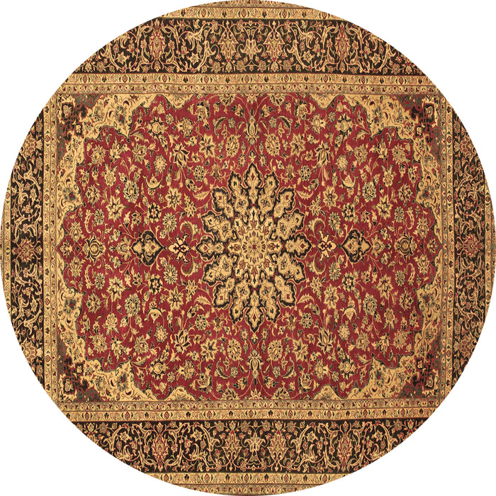 Round Medallion Brown Traditional Rug, tr64brn