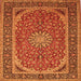 Serging Thickness of Medallion Orange Traditional Rug, tr64org