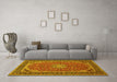 Machine Washable Medallion Yellow Traditional Rug in a Living Room, wshtr64yw