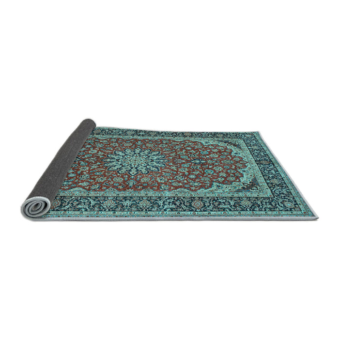 Sideview of Medallion Light Blue Traditional Rug, tr64lblu