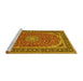 Sideview of Machine Washable Medallion Yellow Traditional Rug, wshtr64yw