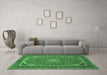 Machine Washable Medallion Emerald Green Traditional Area Rugs in a Living Room,, wshtr64emgrn