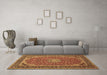 Machine Washable Medallion Brown Traditional Rug in a Living Room,, wshtr64brn