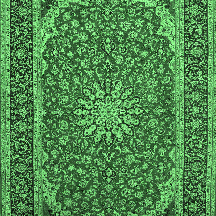 Machine Washable Medallion Emerald Green Traditional Area Rugs, wshtr64emgrn