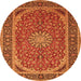 Machine Washable Medallion Orange Traditional Area Rugs, wshtr64org