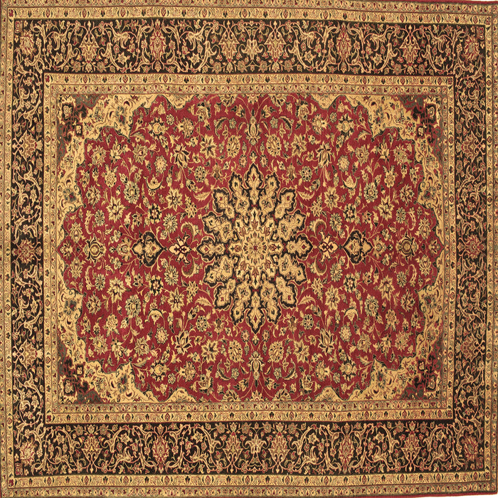 Square Machine Washable Medallion Brown Traditional Rug, wshtr64brn