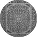 Machine Washable Medallion Gray Traditional Rug, wshtr64gry